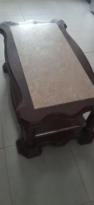 Mesa de sala madeira e pedra
