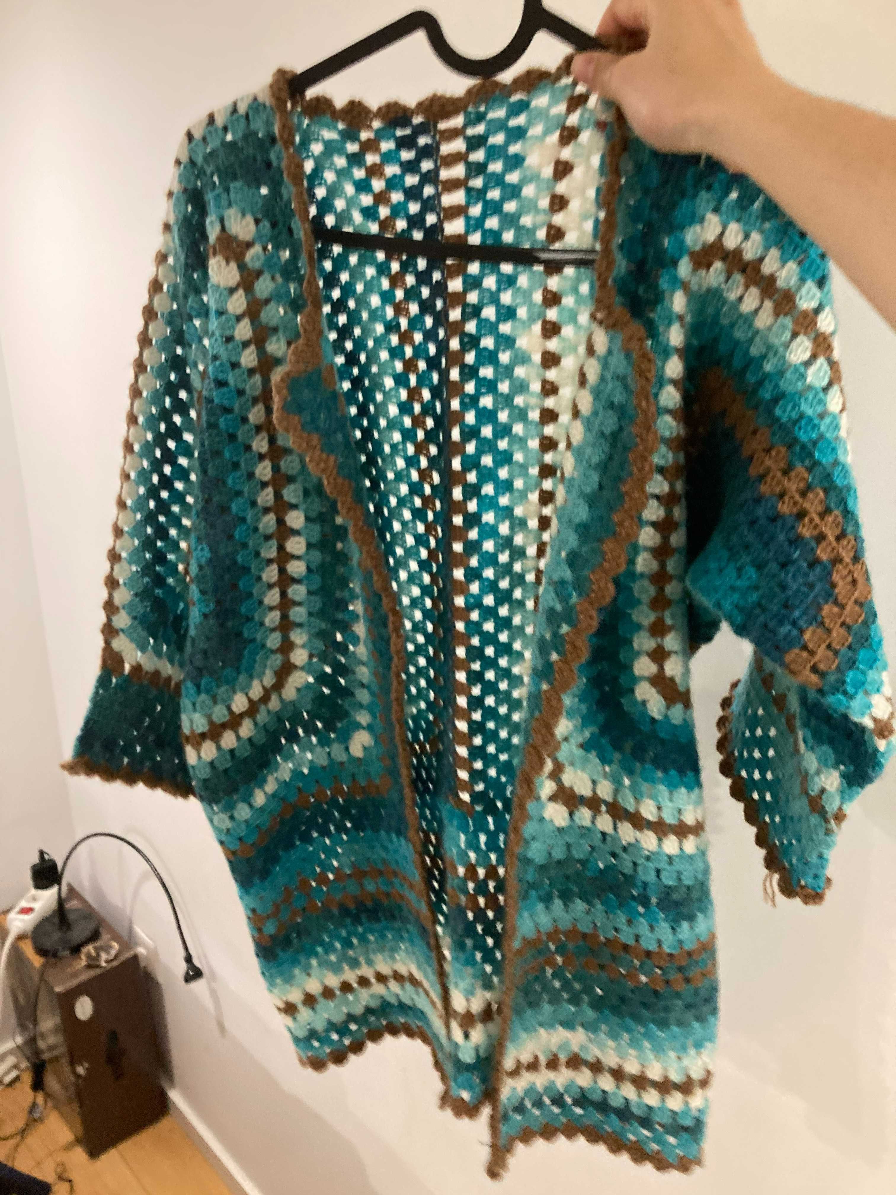 Cardigan - casaco de la  malha feito em mao