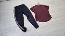 Zestaw sportowy M L 38 40 H&M spodnie dresowe koszulka burgund