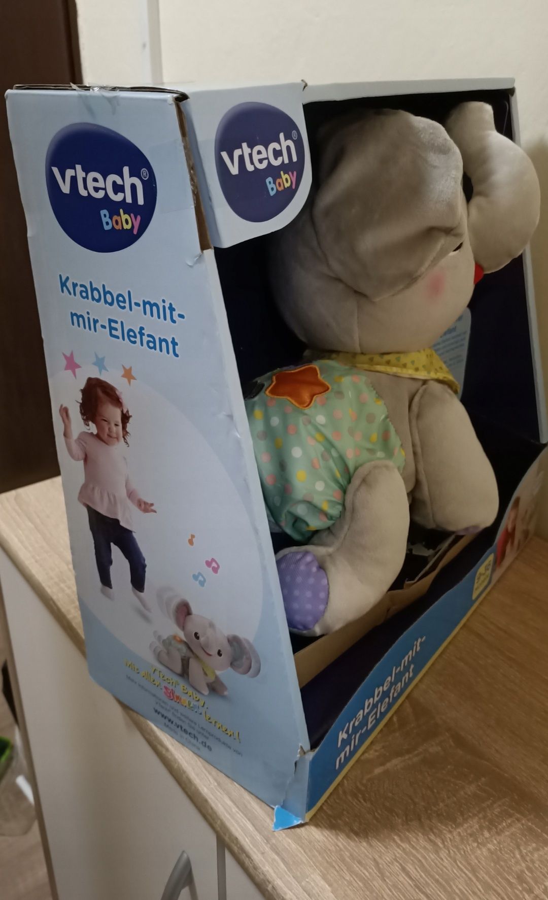 Słoń pluszowy interaktywny pełzający Vtech