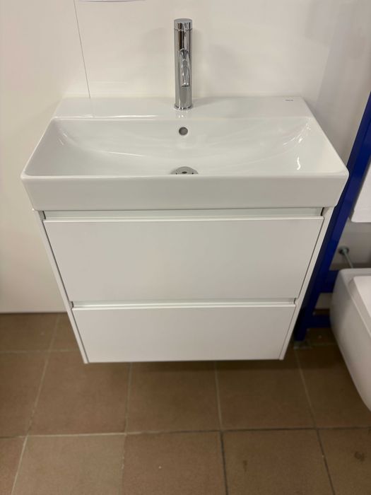 wyprzedaż ekspozycji Szafka biała z umywalką 60 cm ROCA