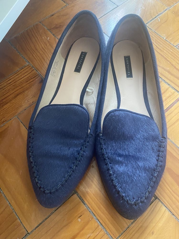 Sapatos Loafers de pelo azul petróleo - Cortefiel