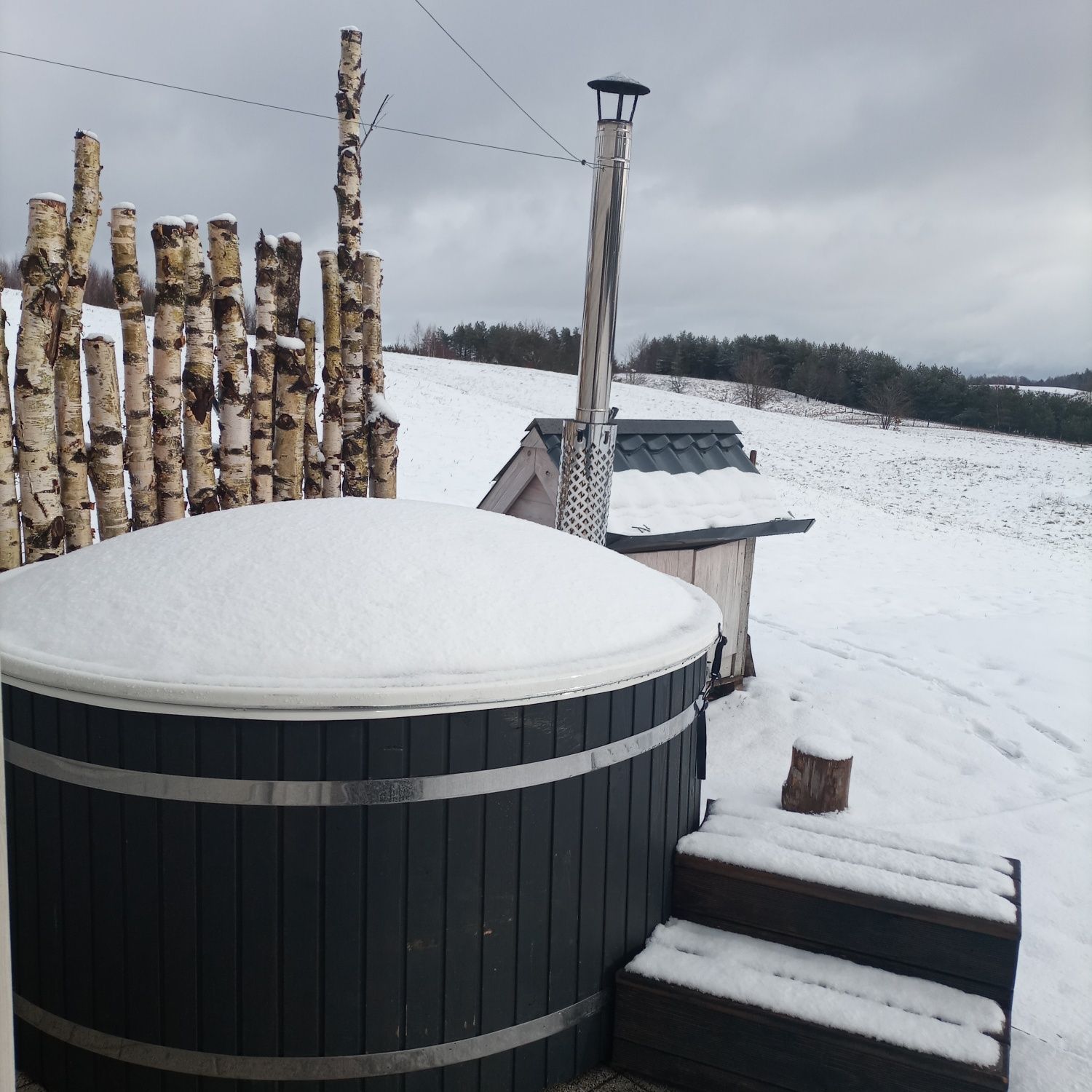 Duży Brzozowy Domek z jacuzzi na wyłączność, Kaszuby, wakacje,