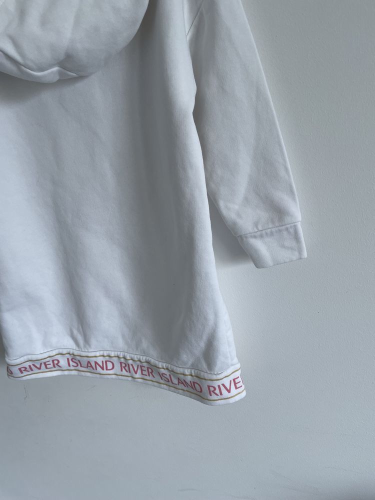 Sukienka bluza river island 92 biała różowo złota z kapturem