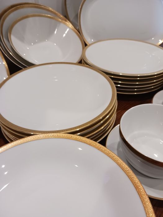 Vehenstrauss 12 osob serwis obiadowy szerokie zlocenie