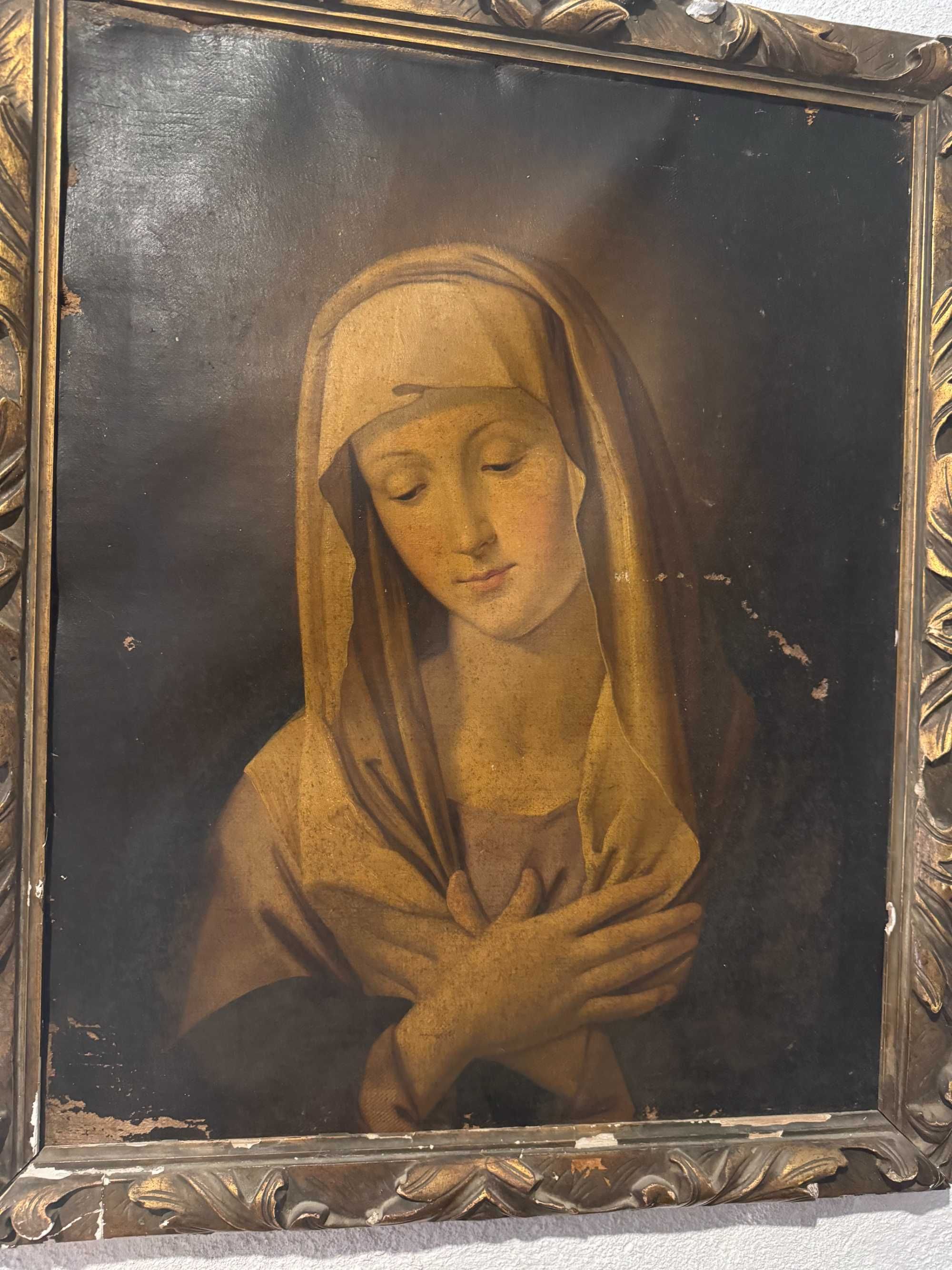 Pintura óleo em tela vintage Nossa Senhora