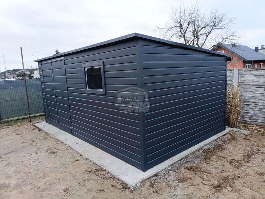 Schowek domek ogrodowy 5x3m Brama dwuskrzydłowa okno dach GP517