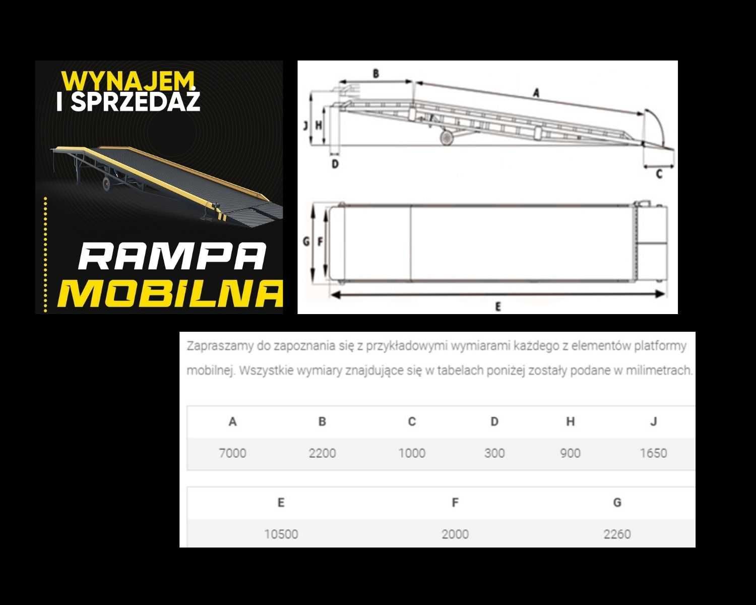 Rampa mobilna załadunkowa OD RĘKI przeładunkowa 8 ton najazd kontener