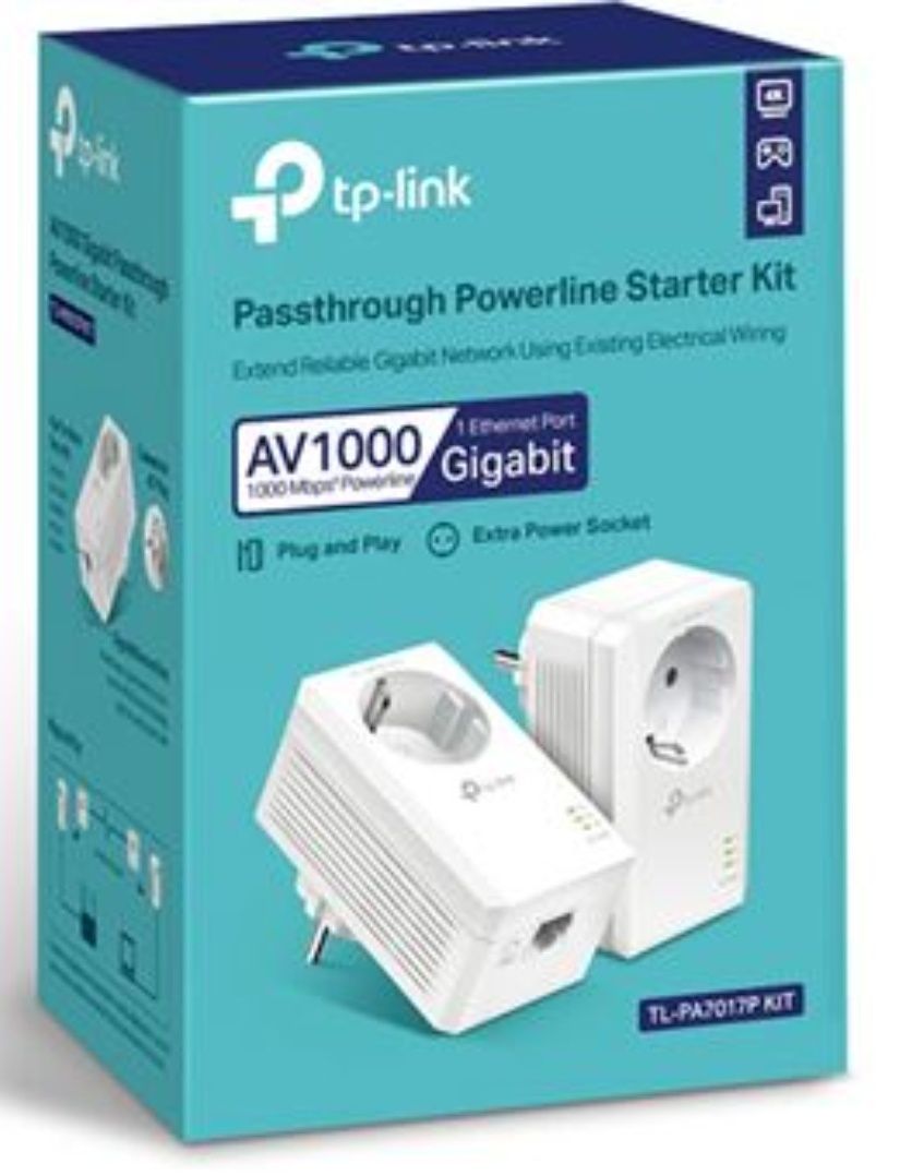 Kit Adaptador Powerline TP-Link TL-PA7017P KIT AV1000 Homeplug AV2 Gig