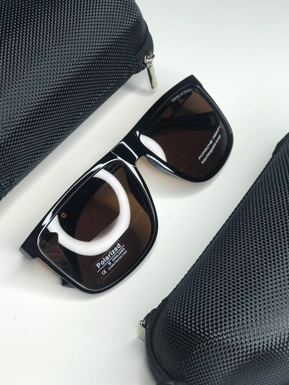Мужские солнцезащитные очки Porsche коричневые Polaroid с поляризацией