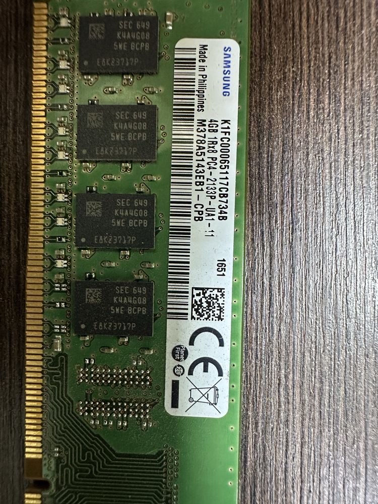 Оперативна пам'ять Samsung DDR4 4Gb 2133MHz (M378A5143EB1-CPB) Б/В