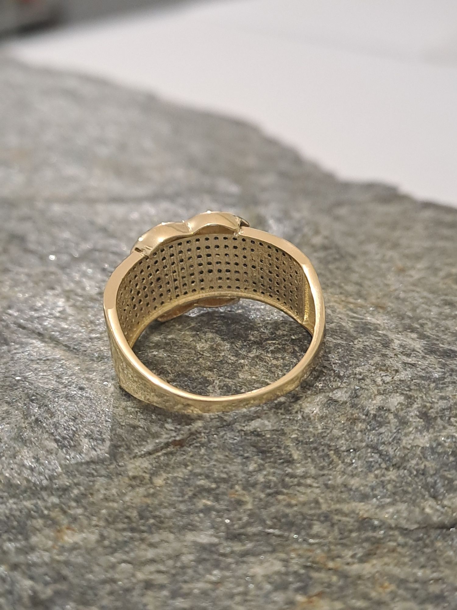 Złoty pierścionek Chanel Czarny 585 Nowy roz.21