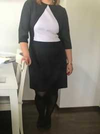Sukienka czarna z białym przodem L - XL