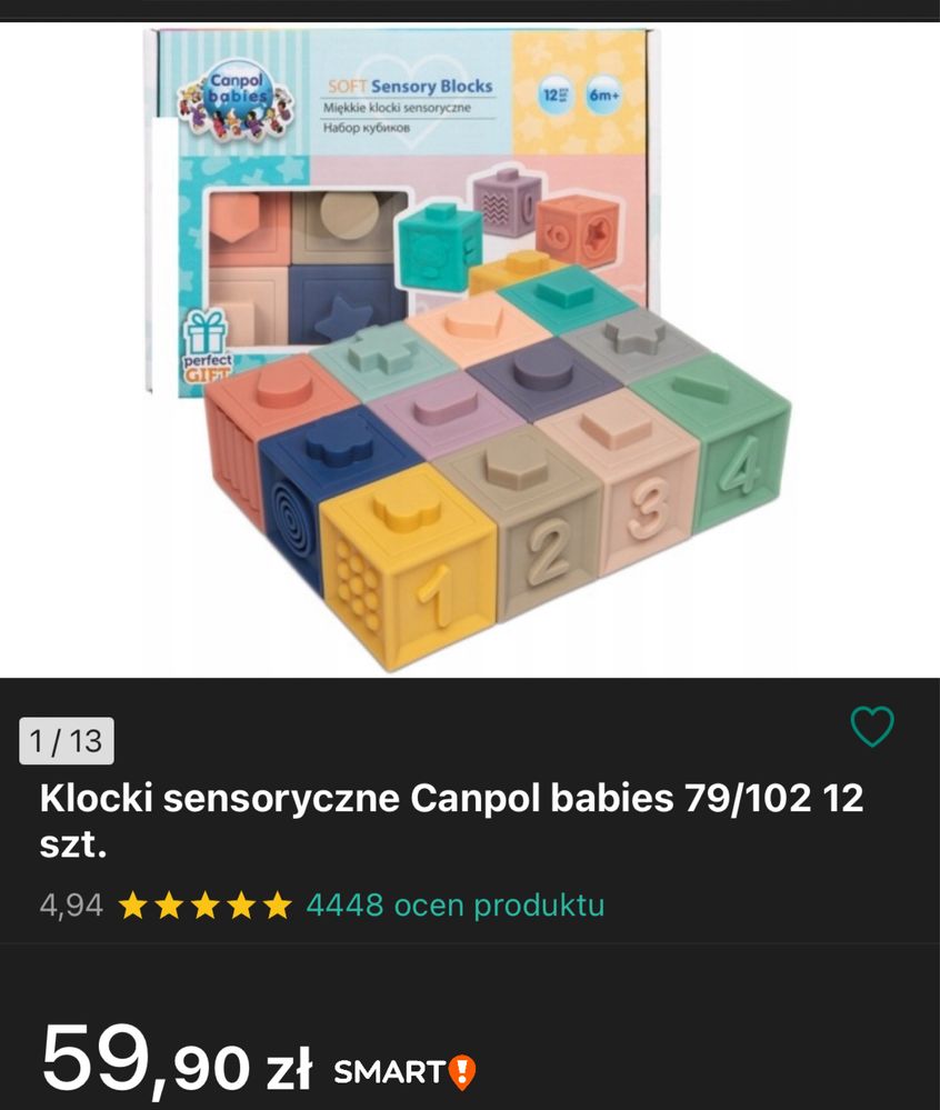 Klocki sensoryczne calpol i drewniane brick