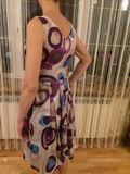 Sukienka fiolet-turkus koła szerokie ramiączka 42 Salsa