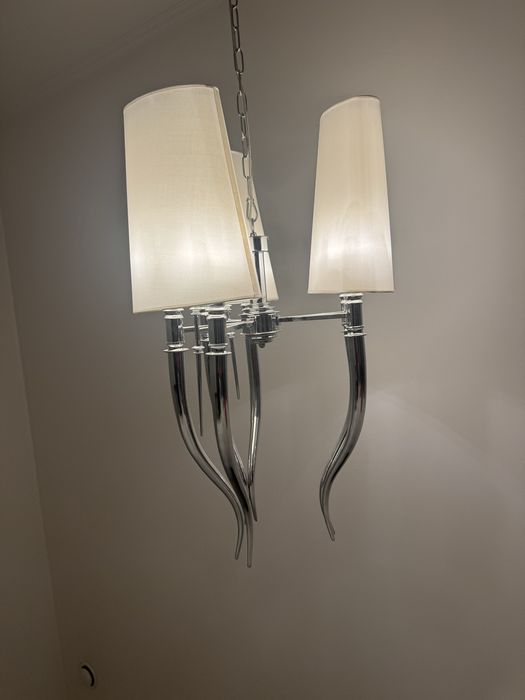 Azzardo Diablo lampa srebrna , bialy klosz