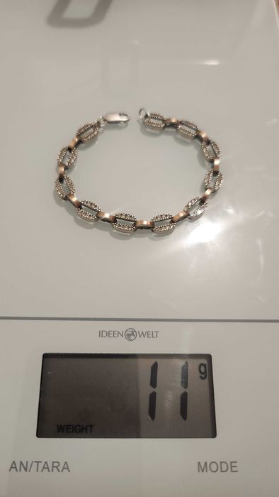 Srebrna bransoletka ze złotem