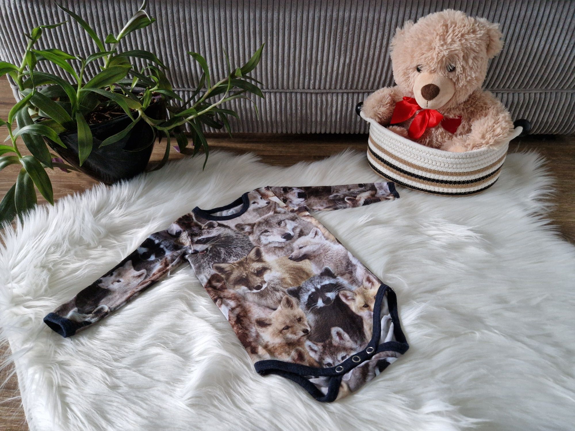 Body długim rękawem print zwierzęta r 68
