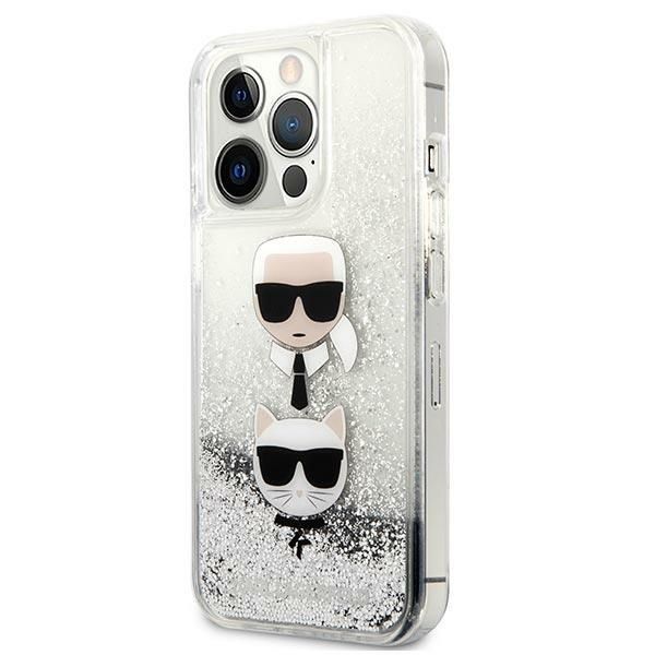 Etui Karl Lagerfeld Liquid Glitter iPhone 13 Pro Max - Srebrne