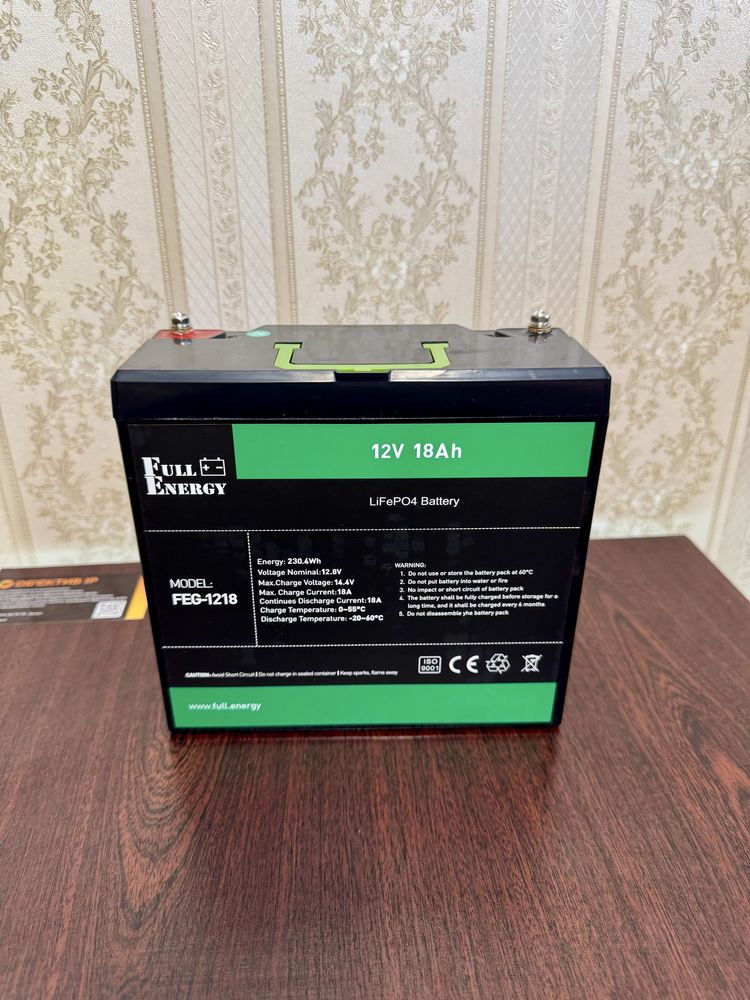 Аккумулятор LiFePO4 литий ИБП, ДБЖ, UPS ,  12В 18А Full Energy FEG-12V