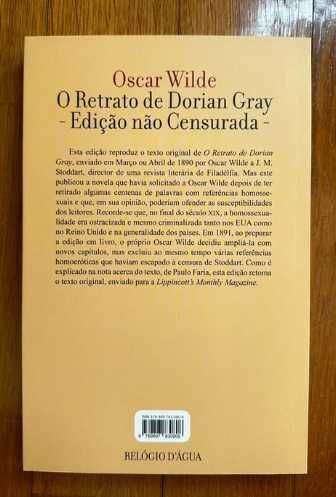 Oscar Wilde Retrato Dorian Gray Edição Não Censurada NOvo portgratuito