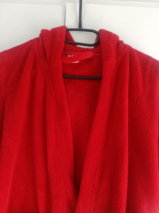 Szlafrok dziewczynki chłopca 110/116 czerwony ciepły miekki