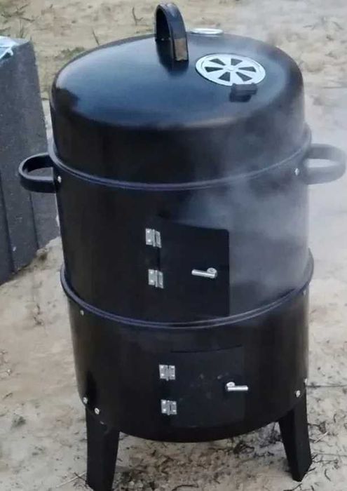 Коптильня 3-в-1 на дровах вуглях з термометром