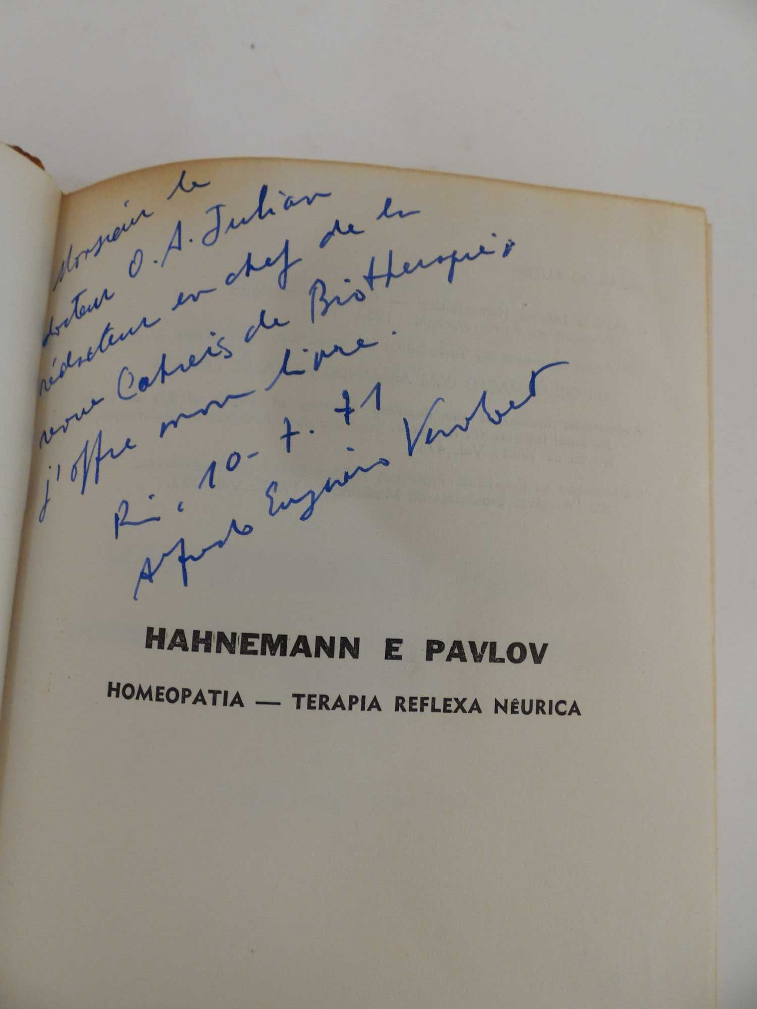 Livro Hahnemann e Pavlov - Homeopatia - Assinatura e carta do Autor