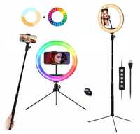 MJ26 selfie statyw lampa LED RGB 10'' kolorowe