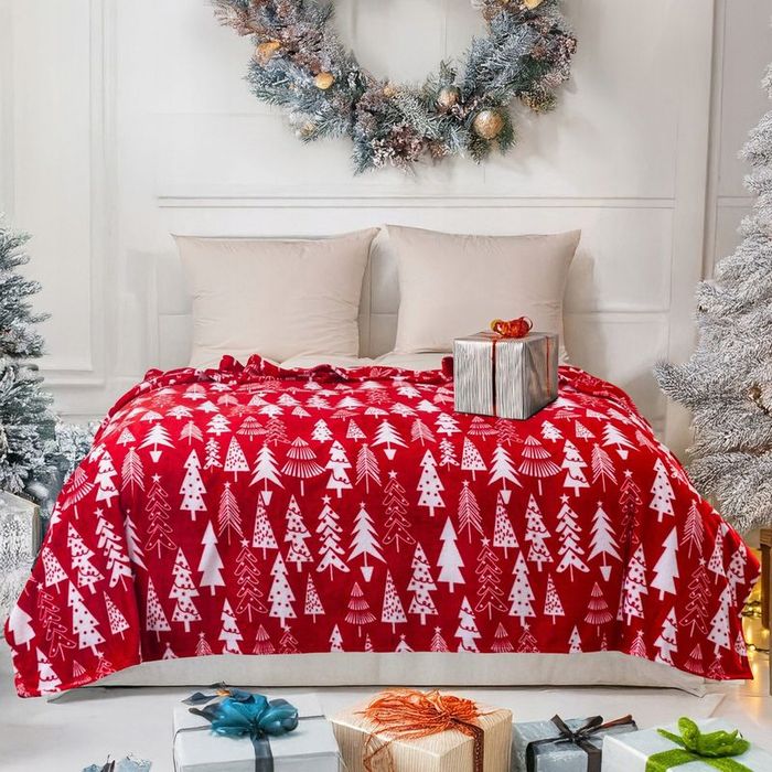 Koc Świąteczny 160x200 narzuta na łóżko kanapę sofę Mikrofibra Donato