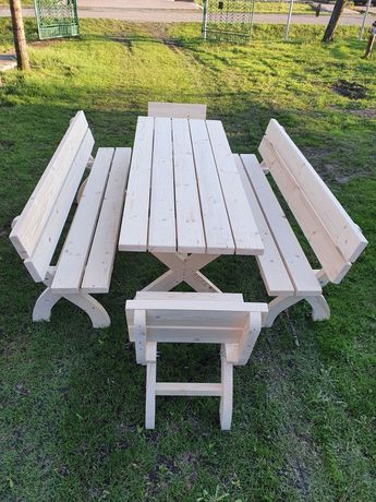 meble ogrodowe stól i dwie ławki solidne 200cm