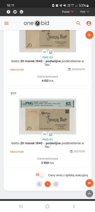 20 Marek 1940 Getto Stan UNC 1 Najrzadszy typ numeratora Unikat Okazja