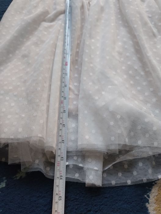 Sukienka koronkowa tiulowa prześliczna biało-beżowa, rozmiar S soky &