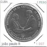 Cuba - -- 1 Peso - 1997 - - Encontro do Papa e Fidel Castro  - - Moeda