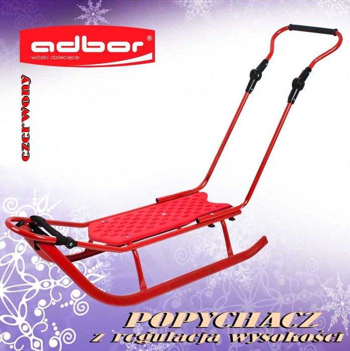 Sanka Metalowa Czerwona + Materac + Pchacz + Podnóżki Piccolino Adbor