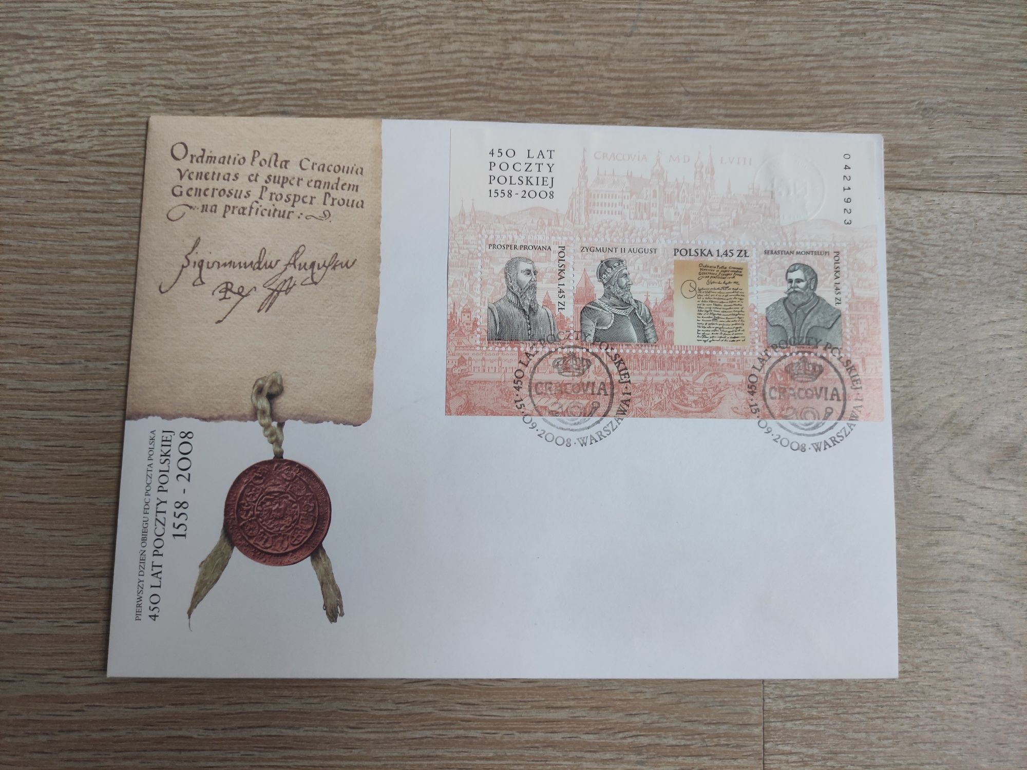 Koperta FDC "450 lat Poczty Polskiej"