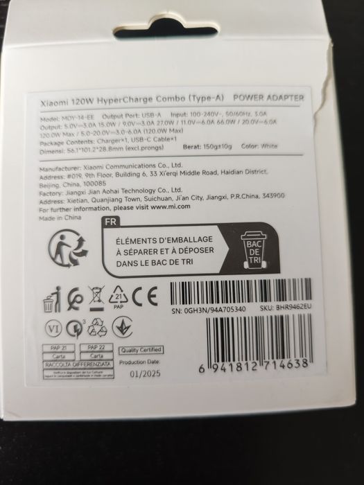 Carregadores Xiaomi 120W Originais (Novos)