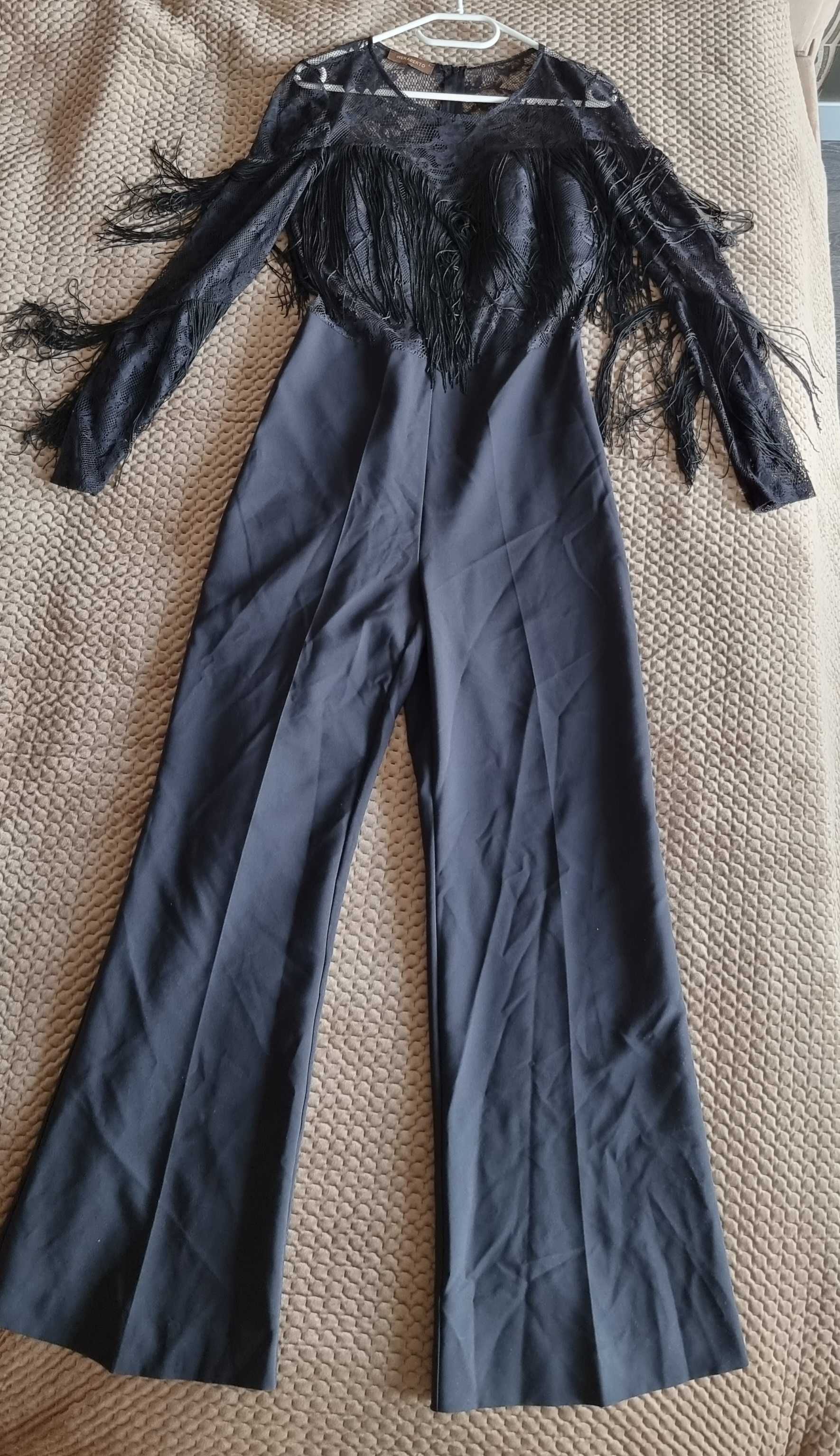 Женск комбинезон брюч костюм black M L праздник кожа 1 раз одела
