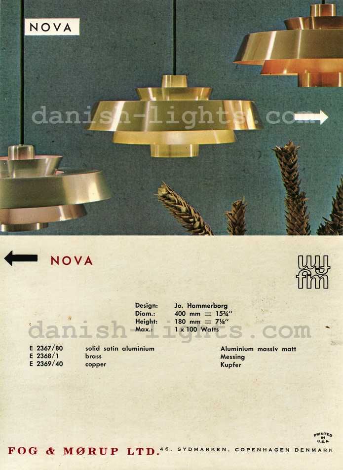 Candeeiro NOVA, em cobre, de Jo Hammerborg para a Fog & Mørup anos 60