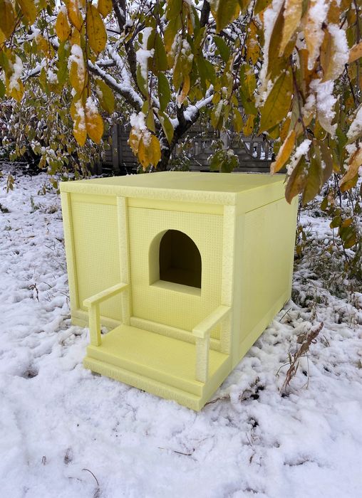 Зимняя будка. Уличный домик для котов. Утеплённая будка для кота.