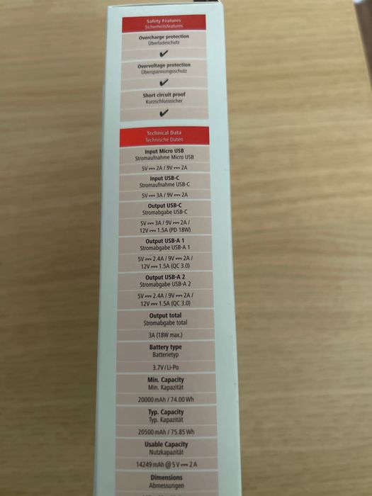 Повербанк Hama prime line 20000 mAh швидка зарядка