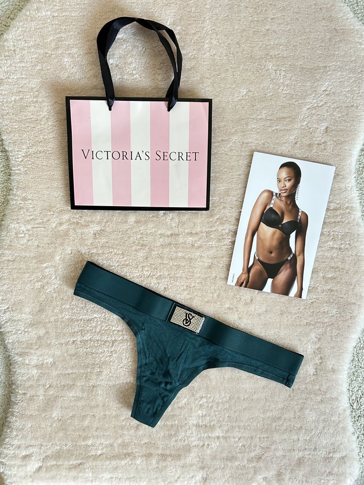 Victoria’s Secret nowe majtki S zielone shine strap oryginalne metka