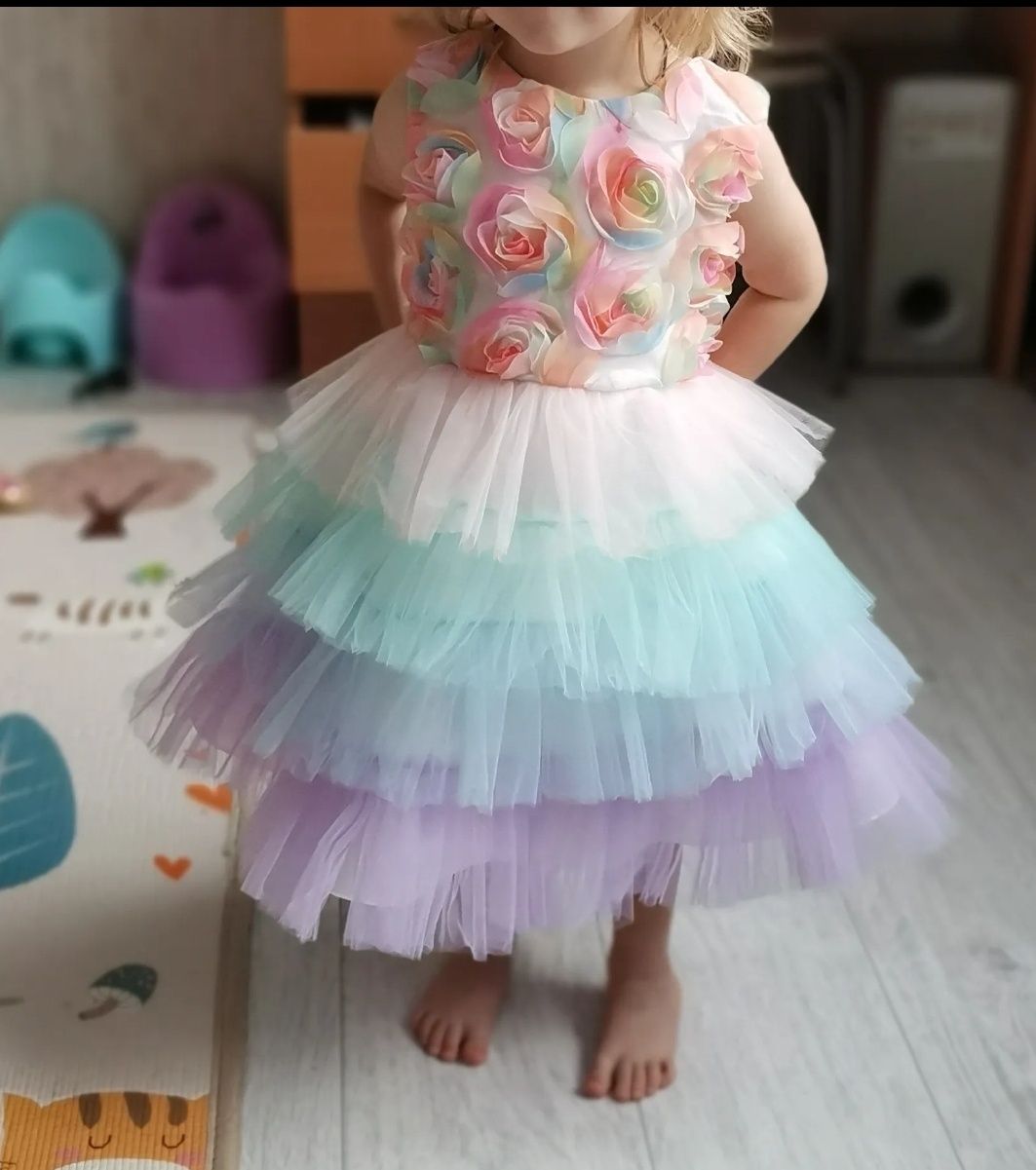Дитяча пишна сукня плаття на 6м 7м 8м 9м 12м 1 годик 70 74 рочок біла