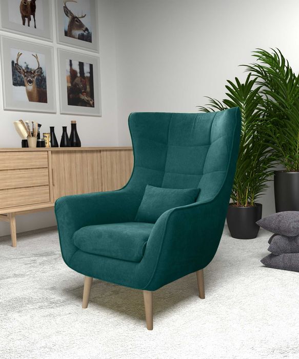 Nowoczesny fotel uszak/Kolory do wyboru/Możliwy podnóżek/DONAT