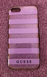 Obudowa plastikowa GUESS iPhone 6 case fioletowe paski brokat