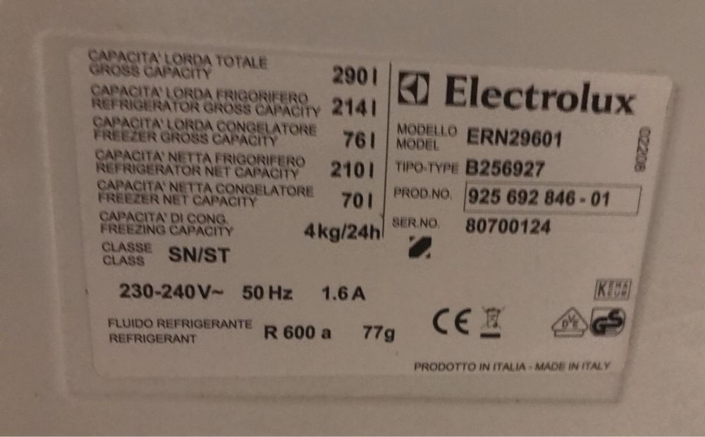 Gaveta e Prateleiras Frigorifico Electrolux ERN 29601