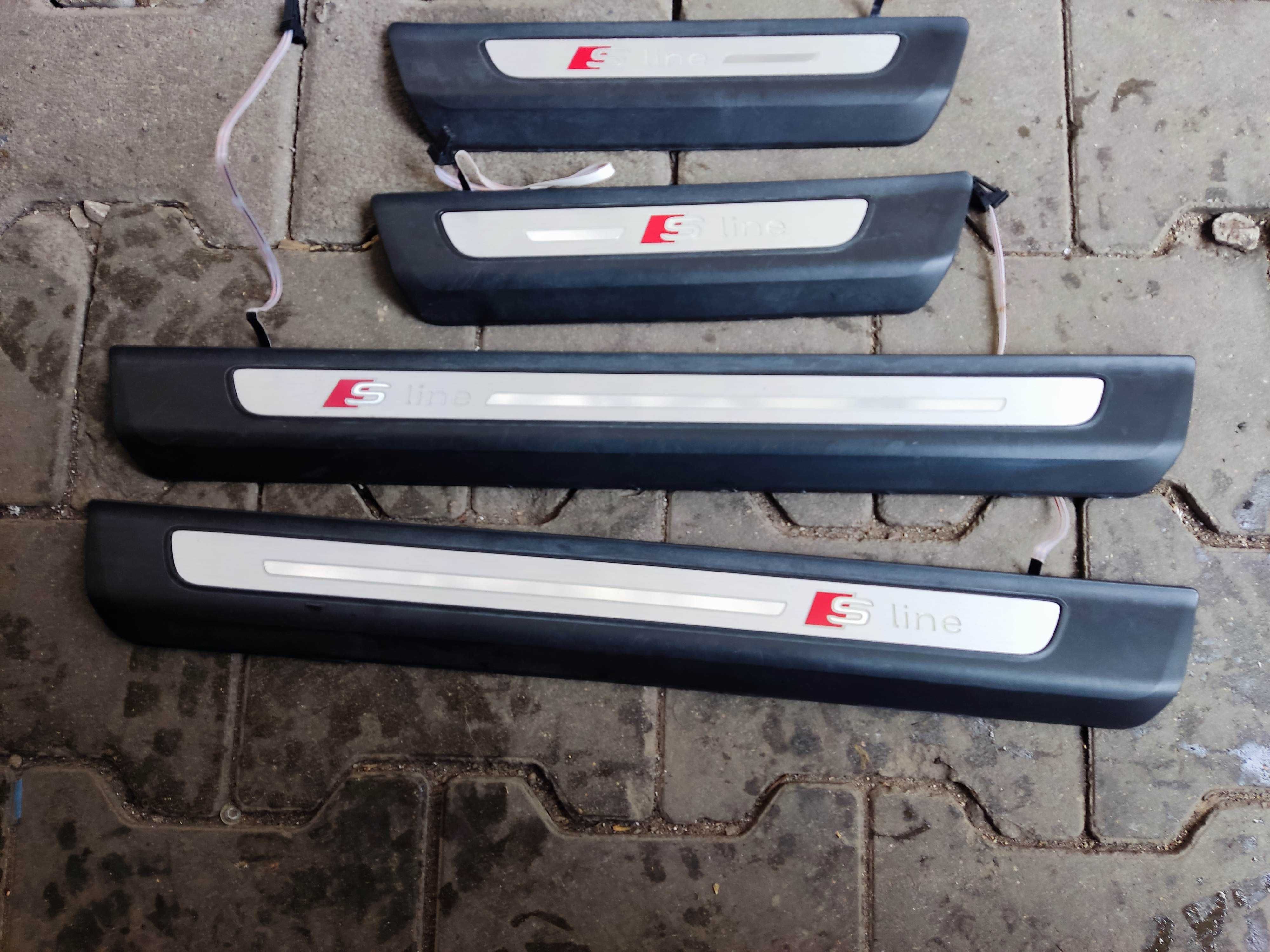 listwy progowe podswietlane audi q7 4m s-line komplet sprawne