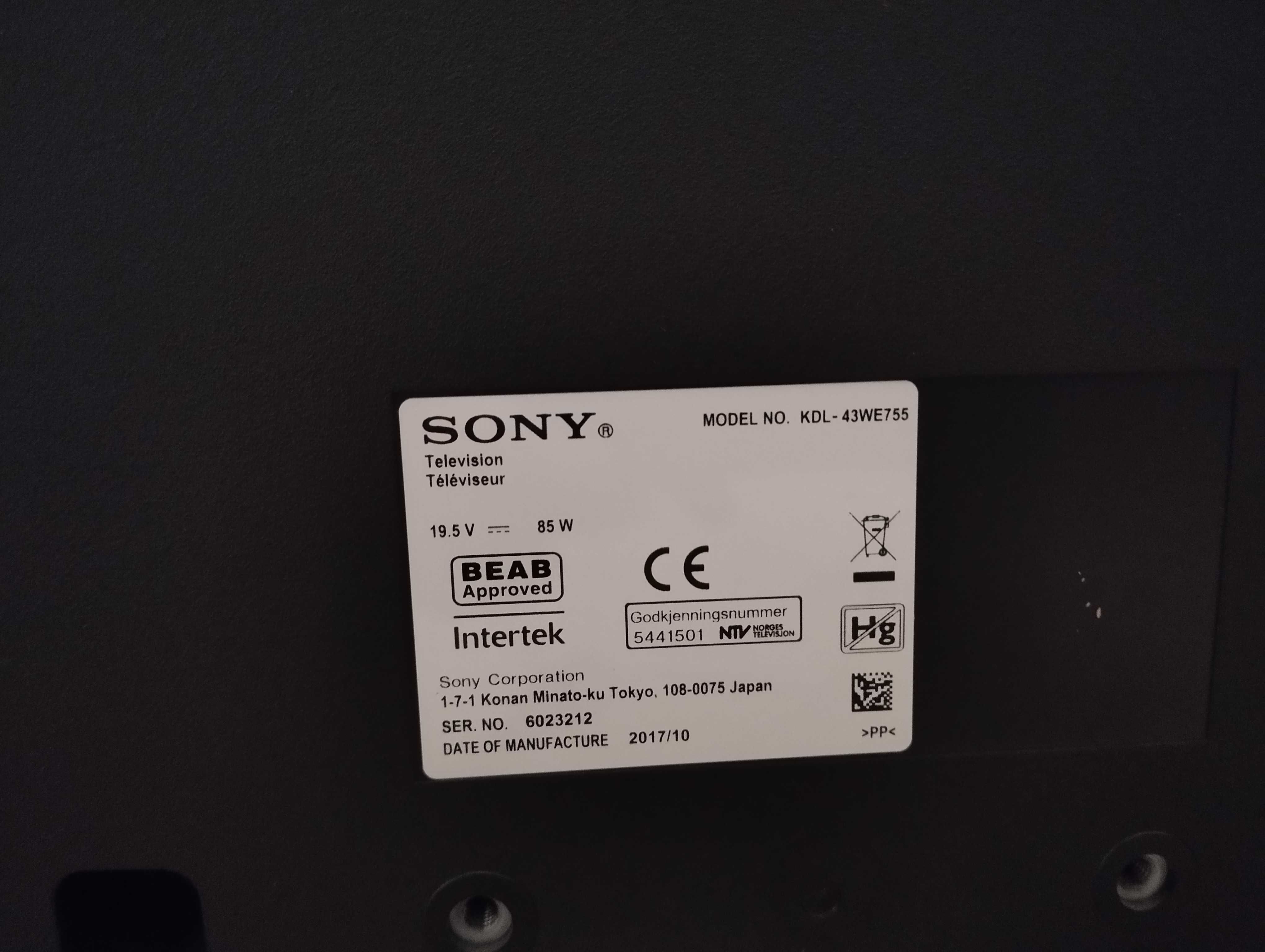 Telewizor Sony 43 cale DVB-T2 KDL-WE755 (nie wymaga dekodera)
