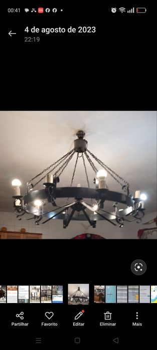 Candeeiro de tecto em ferro forjado