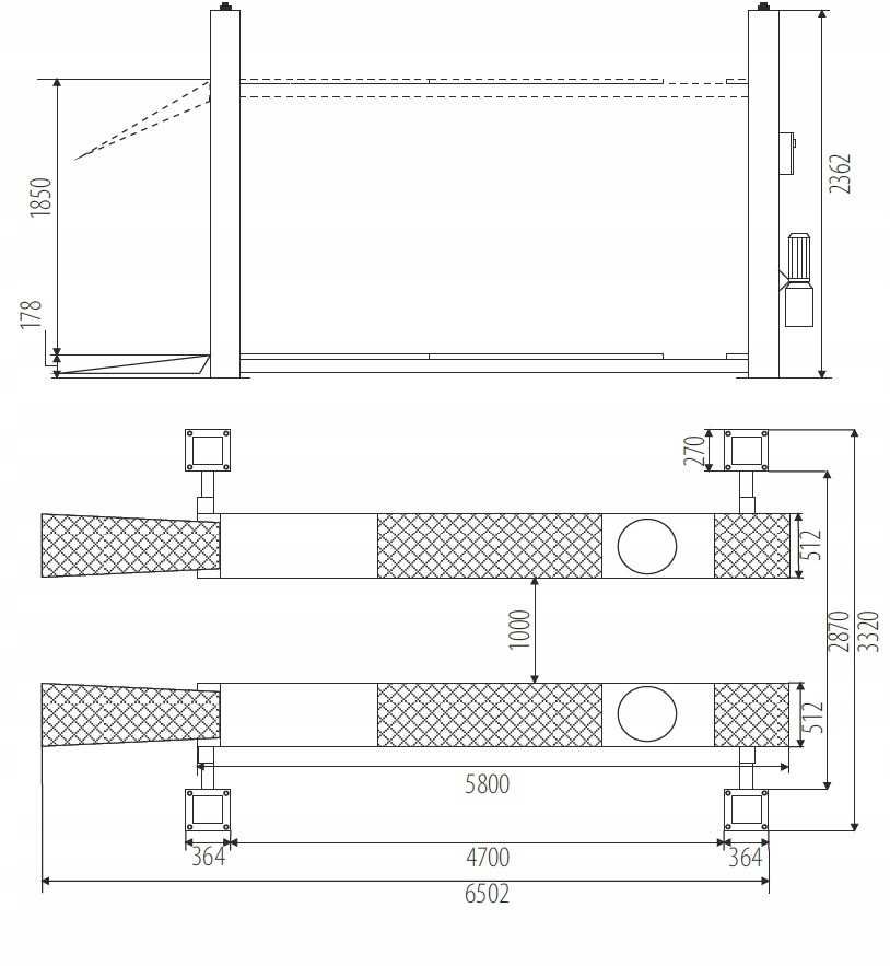 NORTEC PRO Podnosnik czterokolumnowy 6,4t PO640